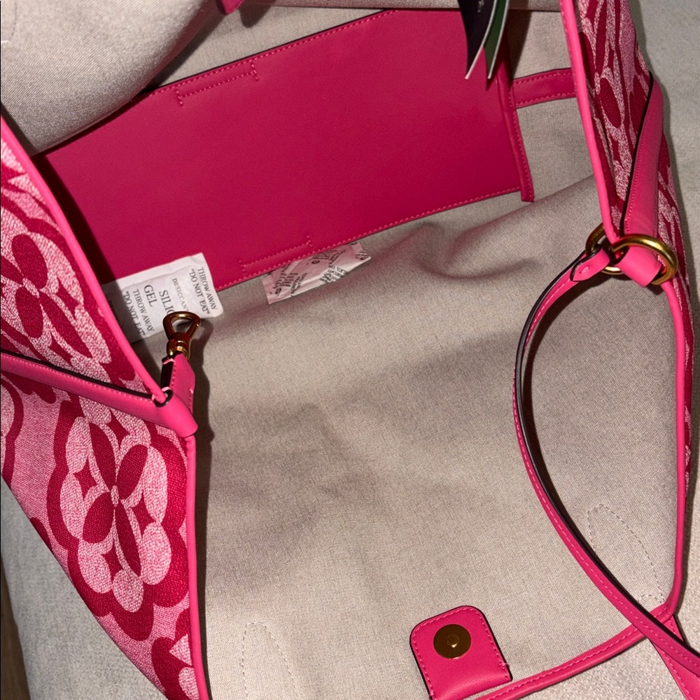 Kate Spade Flower Monogram Sutton Large Tote Raspberry Pink - Picture 6 of 9